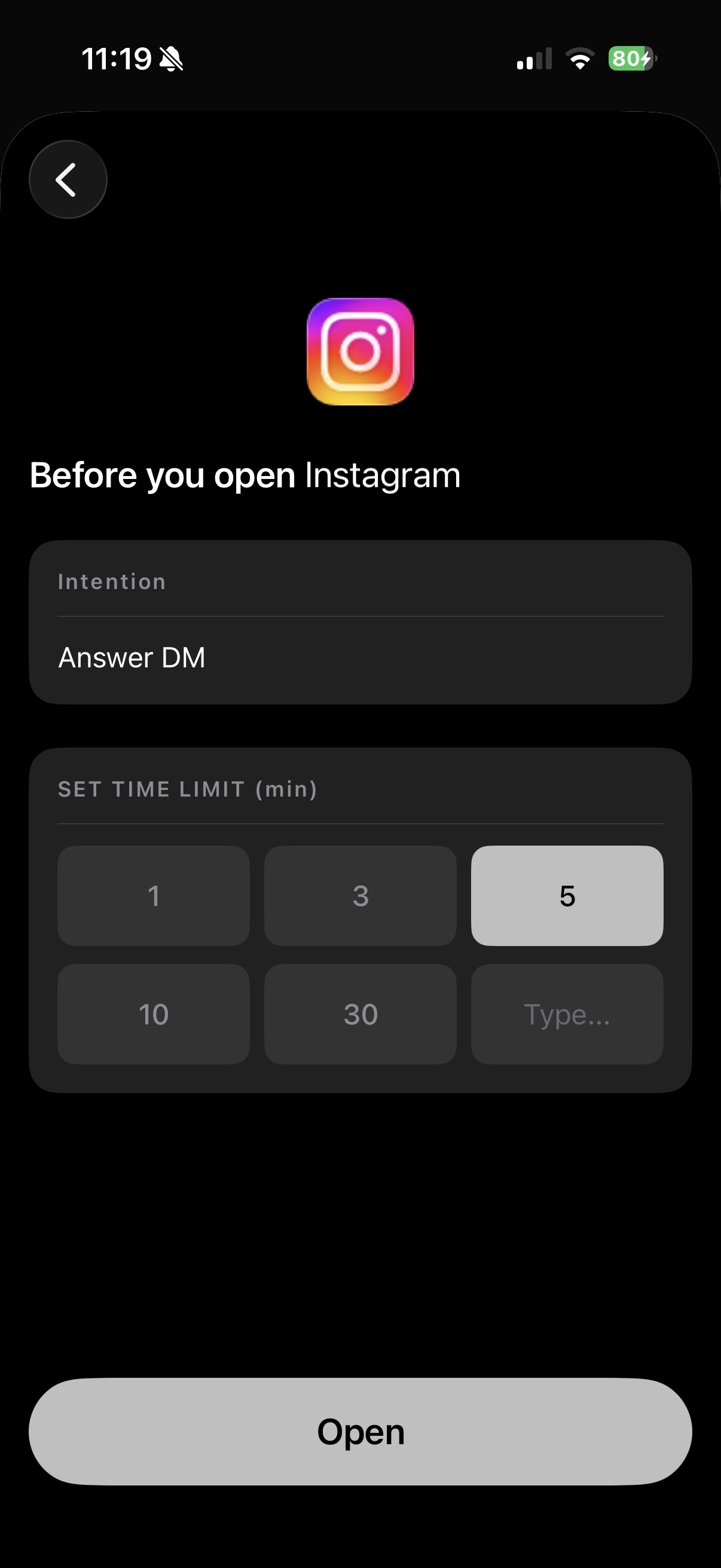 Intened unlock screen